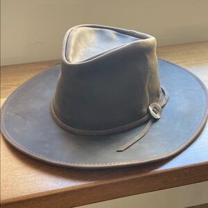 New Brown Leather Fedora